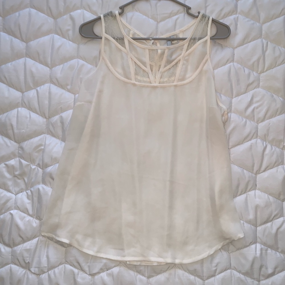 LC Lauren Conrad Mixed Media Lace  Blouse